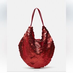 ZARA SEQUIN BUCKET BAG